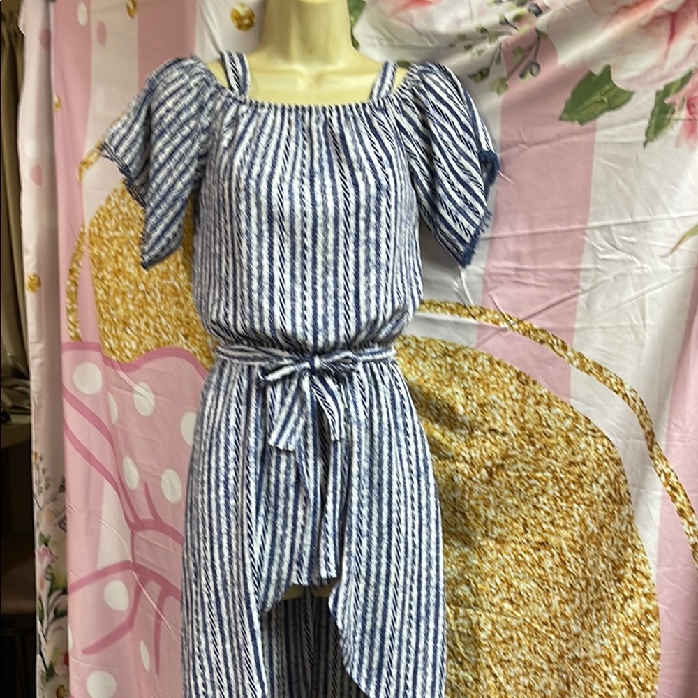 Striped Blue and White Jumpsuit